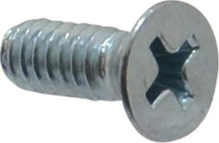 Value Collection - #10-24 UNC, 1/2" OAL Phillips Drive Machine Screw - Flat Head, Grade 2 Steel, Zinc-Plated Finish, Without Washer - Apex Tool & Supply