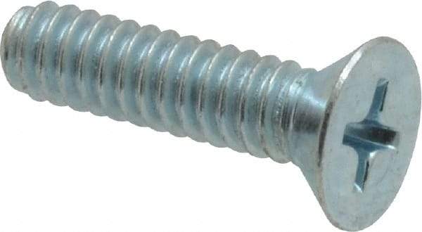 Value Collection - #10-24 UNC, 3/4" OAL Phillips Drive Machine Screw - Flat Head, Grade 2 Steel, Zinc-Plated Finish, Without Washer - Apex Tool & Supply