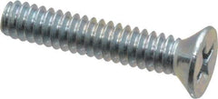 Value Collection - #10-24 UNC, 1" OAL Phillips Drive Machine Screw - Flat Head, Grade 2 Steel, Zinc-Plated Finish, Without Washer - Apex Tool & Supply