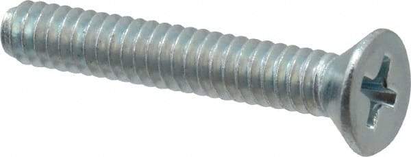Value Collection - #10-24 UNC, 1-1/4" OAL Phillips Drive Machine Screw - Flat Head, Grade 2 Steel, Zinc-Plated Finish, Without Washer - Apex Tool & Supply