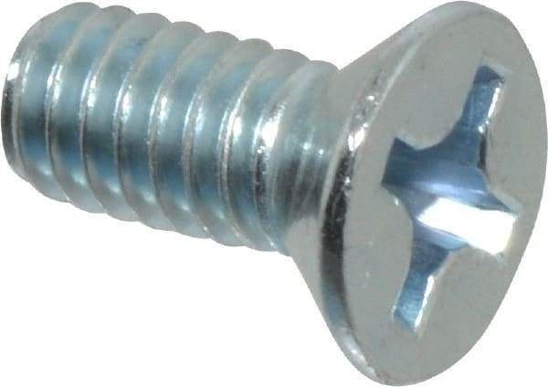 Value Collection - #12-24 UNC, 1/2" OAL Phillips Drive Machine Screw - Flat Head, Grade 2 Steel, Zinc-Plated Finish, Without Washer - Apex Tool & Supply