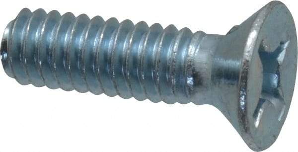 Value Collection - #12-24 UNC, 3/4" OAL Phillips Drive Machine Screw - Flat Head, Grade 2 Steel, Zinc-Plated Finish, Without Washer - Apex Tool & Supply