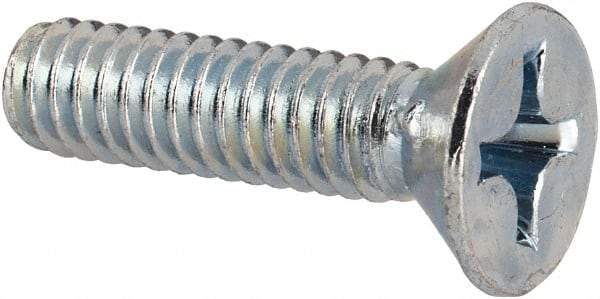 Value Collection - #12-24 UNC, 7/8" OAL Phillips Drive Machine Screw - Flat Head, Grade J82 Steel, Zinc-Plated Finish, Without Washer - Apex Tool & Supply