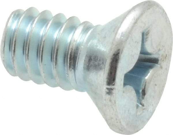 Value Collection - 1/4-20 UNC, 1/2" OAL Phillips Drive Machine Screw - Flat Head, Grade 2 Steel, Zinc-Plated Finish, Without Washer - Apex Tool & Supply