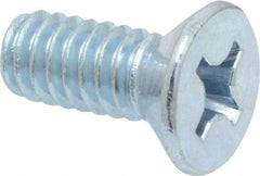 Value Collection - 1/4-20 UNC, 5/8" OAL Phillips Drive Machine Screw - Flat Head, Grade 2 Steel, Zinc-Plated Finish, Without Washer - Apex Tool & Supply