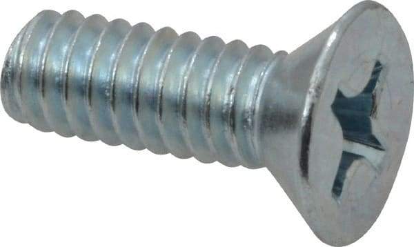 Value Collection - 1/4-20 UNC, 3/4" OAL Phillips Drive Machine Screw - Flat Head, Grade 2 Steel, Zinc-Plated Finish, Without Washer - Apex Tool & Supply