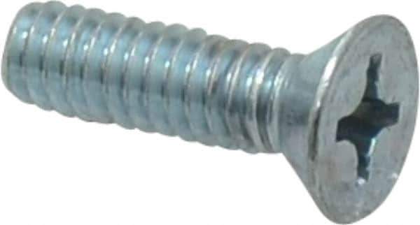 Value Collection - 1/4-20 UNC, 7/8" OAL Phillips Drive Machine Screw - Flat Head, Grade 2 Steel, Zinc-Plated Finish, Without Washer - Apex Tool & Supply