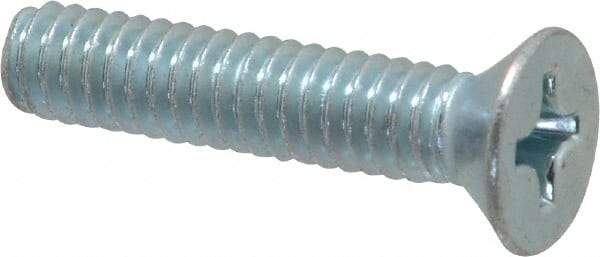 Value Collection - 1/4-20 UNC, 1-1/4" OAL Phillips Drive Machine Screw - Flat Head, Grade 2 Steel, Zinc-Plated Finish, Without Washer - Apex Tool & Supply