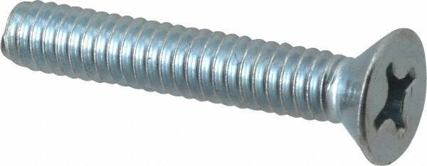 Value Collection - 1/4-20 UNC, 1-1/2" OAL Phillips Drive Machine Screw - Flat Head, Grade 2 Steel, Zinc-Plated Finish, Without Washer - Apex Tool & Supply