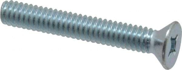 Value Collection - 1/4-20 UNC, 1-3/4" OAL Phillips Drive Machine Screw - Flat Head, Grade 2 Steel, Zinc-Plated Finish, Without Washer - Apex Tool & Supply