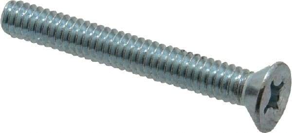 Value Collection - 1/4-20 UNC, 2" OAL Phillips Drive Machine Screw - Flat Head, Grade 2 Steel, Zinc-Plated Finish, Without Washer - Apex Tool & Supply