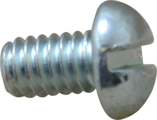 Value Collection - #12-24 UNC, 3/8" Length Under Head Slotted Drive Machine Screw - Round Head, Grade J82 Steel, Zinc-Plated Finish, Without Washer - Apex Tool & Supply
