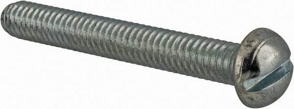 Value Collection - #12-24 UNC, 1-3/4" Length Under Head Slotted Drive Machine Screw - Round Head, Grade J82 Steel, Zinc-Plated Finish, Without Washer - Apex Tool & Supply