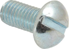 Value Collection - 1/4-28 UNF, 1/2" Length Under Head Slotted Drive Machine Screw - Round Head, Grade J82 Steel, Zinc-Plated Finish, Without Washer - Apex Tool & Supply