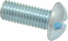 Value Collection - 1/4-28 UNF, 5/8" Length Under Head Slotted Drive Machine Screw - Round Head, Grade J82 Steel, Zinc-Plated Finish, Without Washer - Apex Tool & Supply