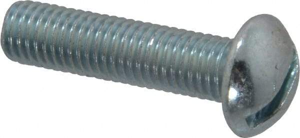 Value Collection - 1/4-28 UNF, 1" Length Under Head Slotted Drive Machine Screw - Round Head, Grade J82 Steel, Zinc-Plated Finish, Without Washer - Apex Tool & Supply