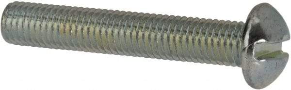 Value Collection - 1/4-28 UNF, 1-1/2" Length Under Head Slotted Drive Machine Screw - Round Head, Grade J82 Steel, Zinc-Plated Finish, Without Washer - Apex Tool & Supply