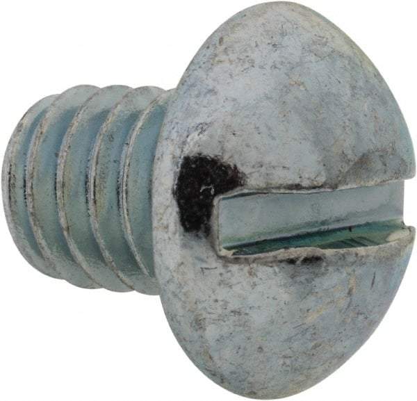 Value Collection - 5/16-18 UNC, 3/8" Length Under Head Slotted Drive Machine Screw - Round Head, Grade J82 Steel, Zinc-Plated Finish, Without Washer - Apex Tool & Supply