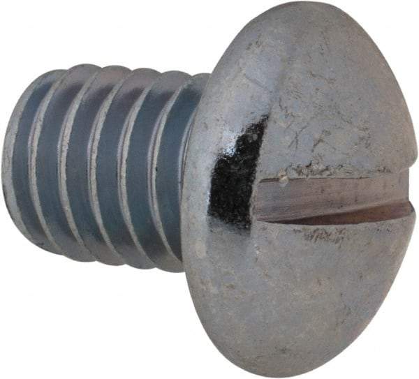 Value Collection - 3/8-16 UNC, 1/2" Length Under Head Slotted Drive Machine Screw - Round Head, Grade 2 Alloy Steel, Zinc-Plated Finish, Without Washer - Apex Tool & Supply