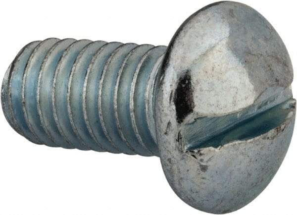 Value Collection - 3/8-16 UNC, 3/4" Length Under Head Slotted Drive Machine Screw - Round Head, Grade 2 Alloy Steel, Zinc-Plated Finish, Without Washer - Apex Tool & Supply