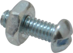 Value Collection - #8-32 UNC, 1/2" Length Under Head Slotted Drive Machine Screw - Round Head, Grade J82 Steel, Zinc-Plated Finish, Without Washer - Apex Tool & Supply