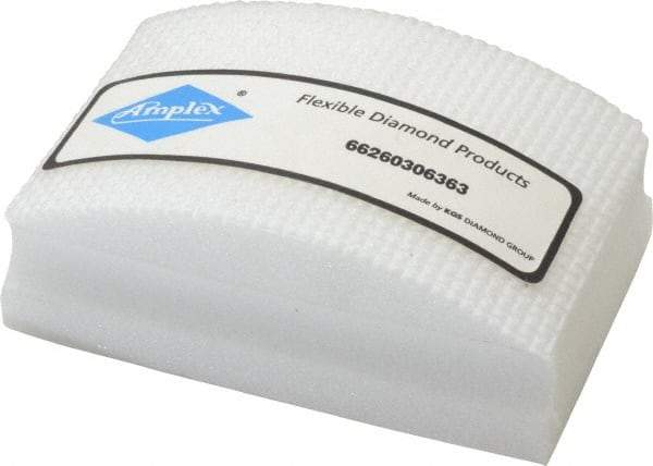AMPLEX - Super Fine Grade, 800 Grit, Diamond Hand Pad - White, 2-1/8" Wide x 3-1/2" Long x 1-1/2" Thick, Coated - Apex Tool & Supply