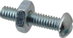 Value Collection - #8-32 UNC, 3/4" Length Under Head Slotted Drive Machine Screw - Round Head, Grade 2 Steel, Zinc-Plated Finish, Without Washer - Apex Tool & Supply