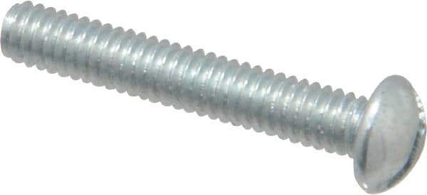 Value Collection - #8-32 UNC, 1" Length Under Head Slotted Drive Machine Screw - Round Head, Grade 2 Steel, Zinc-Plated Finish, Without Washer - Apex Tool & Supply