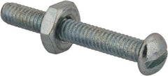 Value Collection - #8-32 UNC, 1-1/4" Length Under Head Slotted Drive Machine Screw - Round Head, Grade 2 Steel, Zinc-Plated Finish, Without Washer - Apex Tool & Supply