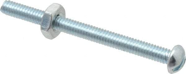 Value Collection - #8-32 UNC, 2" Length Under Head Slotted Drive Machine Screw - Round Head, Grade 2 Steel, Zinc-Plated Finish, Without Washer - Apex Tool & Supply