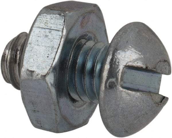 Value Collection - #10-24 UNC, 3/8" Length Under Head Slotted Drive Machine Screw - Round Head, Grade 2 Steel, Zinc-Plated Finish, Without Washer - Apex Tool & Supply