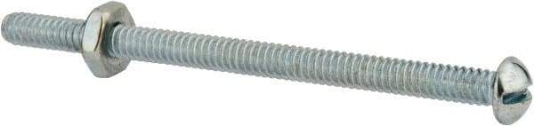 Value Collection - #10-24 UNC, 3" Length Under Head Slotted Drive Machine Screw - Round Head, Grade 2 Steel, Zinc-Plated Finish, Without Washer - Apex Tool & Supply