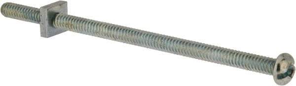 Value Collection - #10-24 UNC, 4" Length Under Head Slotted Drive Machine Screw - Round Head, Grade 2 Steel, Zinc-Plated Finish, Without Washer - Apex Tool & Supply