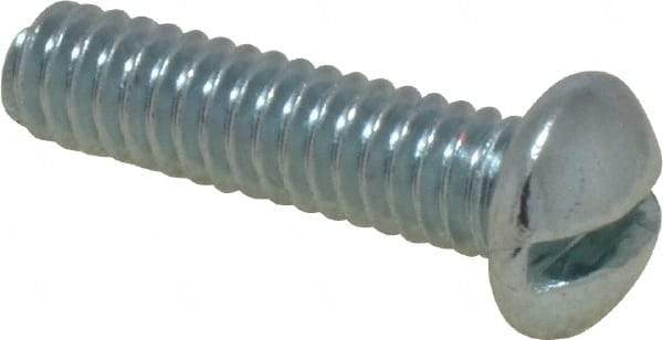 Value Collection - 1/4-20 UNC, 1/2" Length Under Head Slotted Drive Machine Screw - Round Head, Grade 2 Steel, Zinc-Plated Finish, Without Washer - Apex Tool & Supply