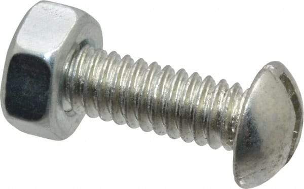 Value Collection - 1/4-20 UNC, 7/8" Length Under Head Slotted Drive Machine Screw - Round Head, Grade J82 Steel, Zinc-Plated Finish, Without Washer - Apex Tool & Supply