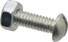 Value Collection - 1/4-20 UNC, 7/8" Length Under Head Slotted Drive Machine Screw - Round Head, Grade J82 Steel, Zinc-Plated Finish, Without Washer - Apex Tool & Supply