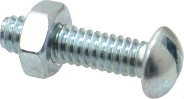 Value Collection - 1/4-20 UNC, 1" Length Under Head Slotted Drive Machine Screw - Round Head, Grade 2 Steel, Zinc-Plated Finish, Without Washer - Apex Tool & Supply