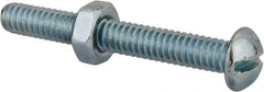 Value Collection - 1/4-20 UNC, 2" Length Under Head Slotted Drive Machine Screw - Round Head, Grade 2 Steel, Zinc-Plated Finish, Without Washer - Apex Tool & Supply