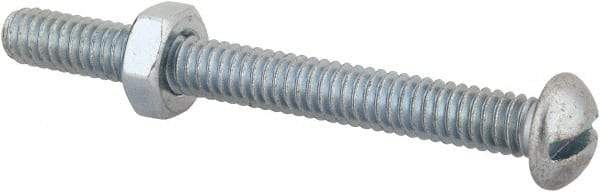 Value Collection - 1/4-20 UNC, 2-1/2" Length Under Head Slotted Drive Machine Screw - Round Head, Grade 2 Steel, Zinc-Plated Finish, Without Washer - Apex Tool & Supply