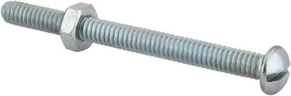 Value Collection - 1/4-20 UNC, 3" Length Under Head Slotted Drive Machine Screw - Round Head, Grade 2 Steel, Zinc-Plated Finish, Without Washer - Apex Tool & Supply