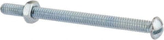 Value Collection - 1/4-20 UNC, 3-1/2" Length Under Head Slotted Drive Machine Screw - Round Head, Grade 2 Steel, Zinc-Plated Finish, Without Washer - Apex Tool & Supply