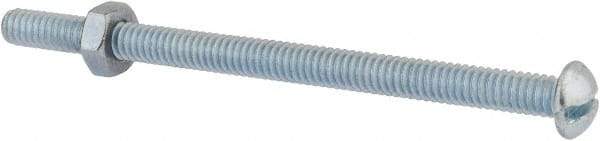 Value Collection - 1/4-20 UNC, 4" Length Under Head Slotted Drive Machine Screw - Round Head, Grade 2 Steel, Zinc-Plated Finish, Without Washer - Apex Tool & Supply