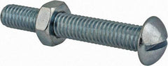 Value Collection - 3/8-16 UNC, 2-1/2" Length Under Head Slotted Drive Machine Screw - Round Head, Grade 2 Steel, Zinc-Plated Finish, Without Washer - Apex Tool & Supply