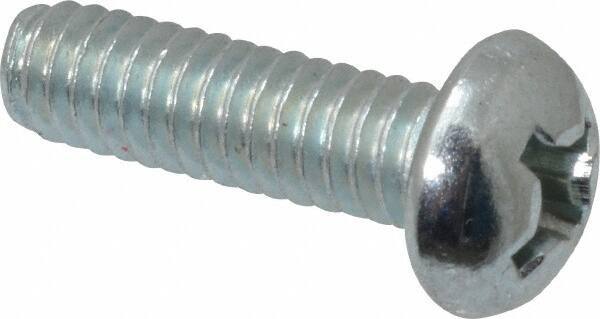 Value Collection - #12-24 UNC, 3/4" Length Under Head Phillips Drive Machine Screw - Round Head, Grade J82 Steel, Zinc-Plated Finish, Without Washer - Apex Tool & Supply