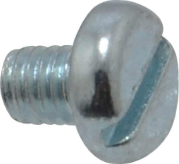 Value Collection - M3x0.50, 4mm Length Under Head Slotted Drive Machine Screw - Pan Head, Grade 4.8 Steel, Zinc-Plated Finish, Without Washer - Apex Tool & Supply