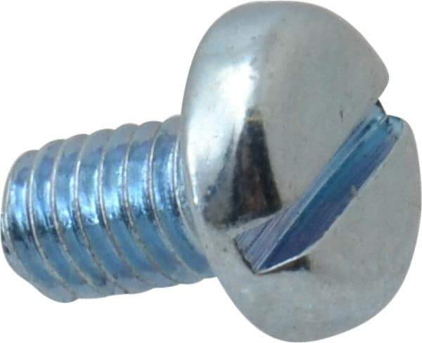 Value Collection - M3x0.50, 5mm Length Under Head Slotted Drive Machine Screw - Pan Head, Grade 4.8 Steel, Zinc-Plated Finish, Without Washer - Apex Tool & Supply