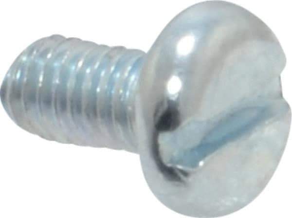Value Collection - M3x0.50, 6mm Length Under Head Slotted Drive Machine Screw - Pan Head, Grade 4.8 Steel, Zinc-Plated Finish, Without Washer - Apex Tool & Supply