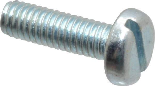Value Collection - M3x0.50, 10mm Length Under Head Slotted Drive Machine Screw - Pan Head, Grade 4.8 Steel, Zinc-Plated Finish, Without Washer - Apex Tool & Supply