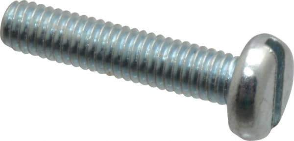 Value Collection - M3x0.50, 14mm Length Under Head Slotted Drive Machine Screw - Pan Head, Grade 4.8 Steel, Zinc-Plated Finish, Without Washer - Apex Tool & Supply
