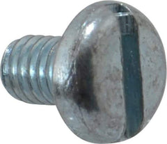Value Collection - M4x0.70, 6mm Length Under Head Slotted Drive Machine Screw - Pan Head, Grade 4.8 Steel, Zinc-Plated Finish, Without Washer - Apex Tool & Supply